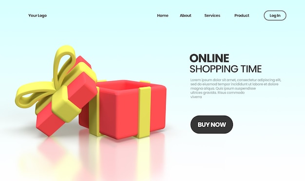 Open gift surprise boxes illustration Landing page template for business idea concept background