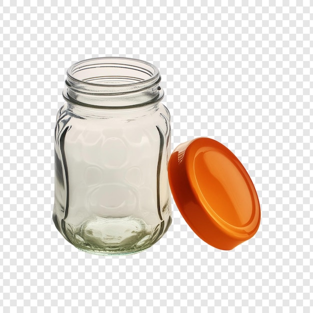 PSD open glass jar with lid isolated on transparent background