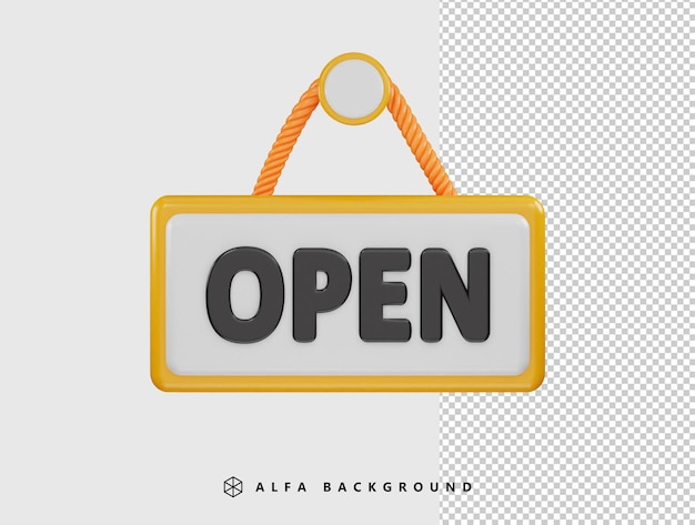 PSD open hanging board icon 3d rendering vector illustration