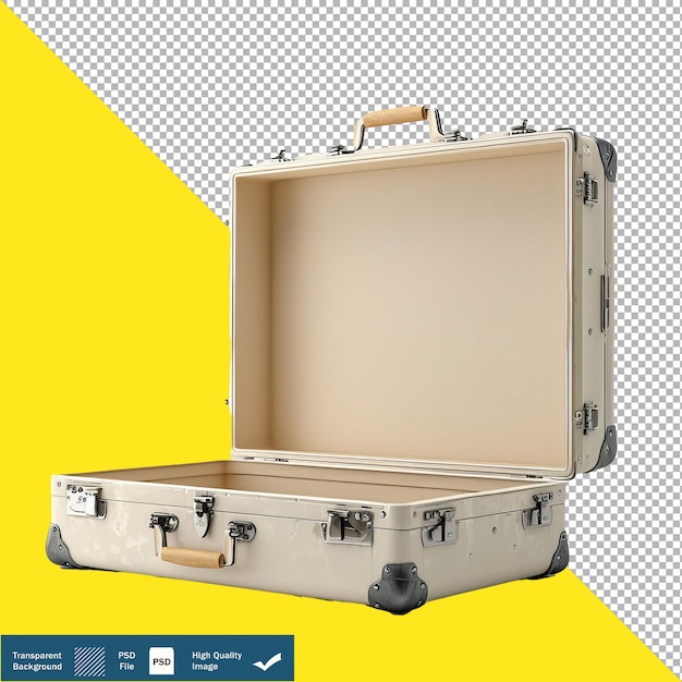 Open Lid Empty Suitcase from the Opposite Side transparent background PNG PSD