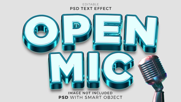 open mic text effect editable template