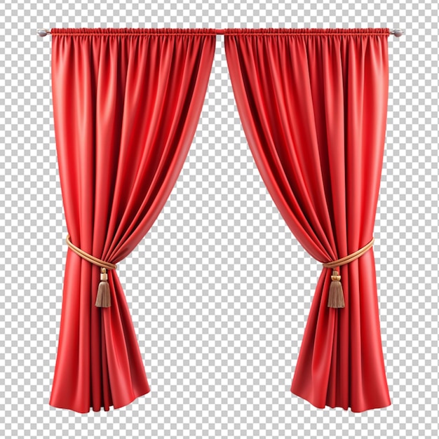 open red stage curtains with tie backs