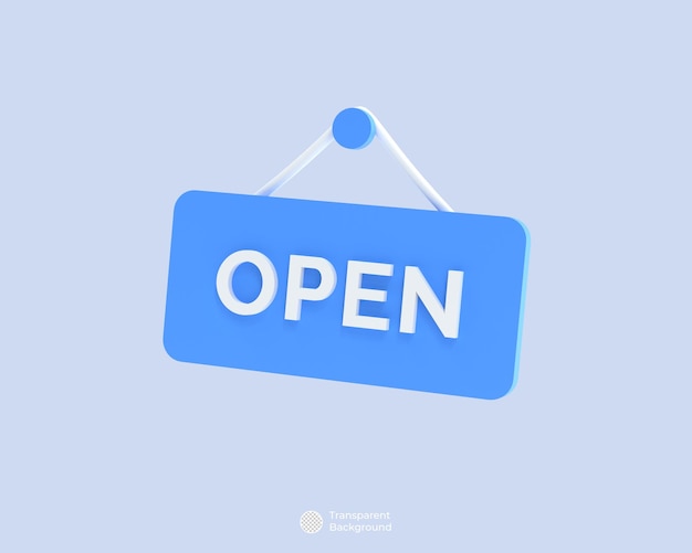 Open Sign isolated 3d render illustration