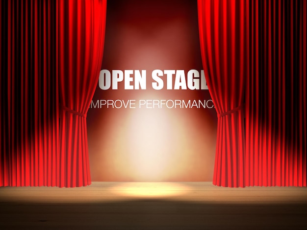 Open stage with curtain