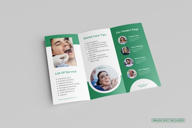 Open trifold brochure mockup