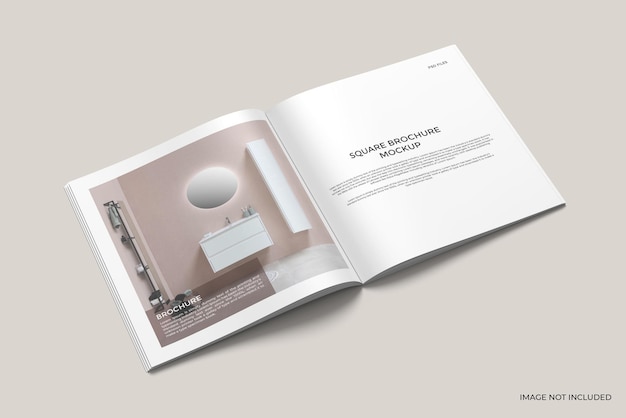 Open view square brochure catalog mockup