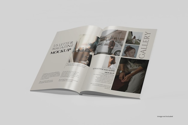 Open view Us Letter Magazine Mockup