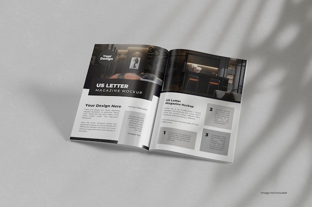 Open view Us Letter Magazine Mockup