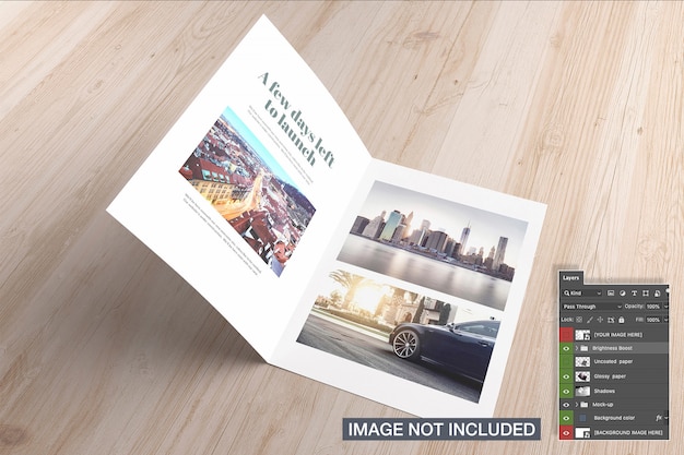 PSD opened bi-fold cover mockup