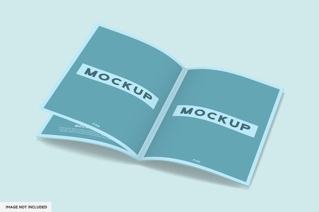 Opened magazine mockup isolated