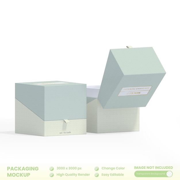 Opened packaging candle box mockup