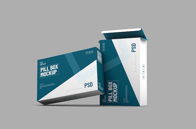 Opened rectangular pill blister box packaging template for product design mockup