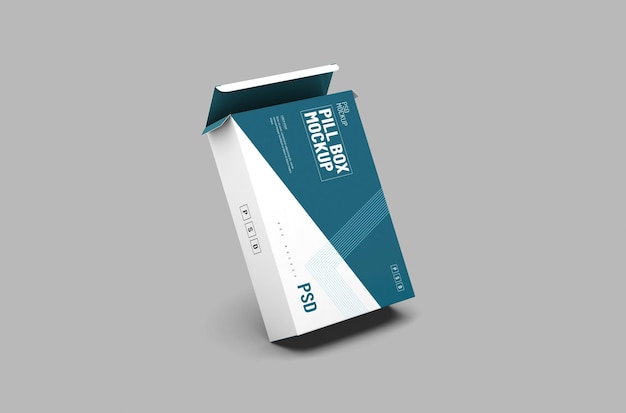 Opened rectangular pill blister box packaging template for product design mockup