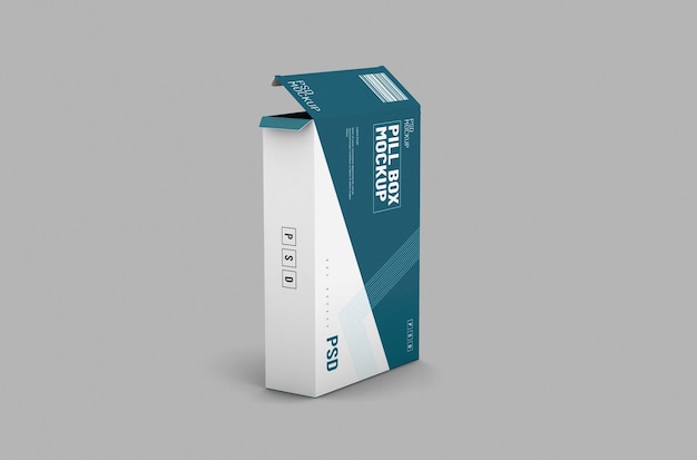 Opened rectangular pill blister box packaging template for product design mockup