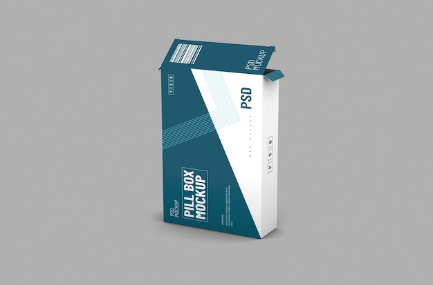 Opened rectangular pill blister box packaging template for product design mockup