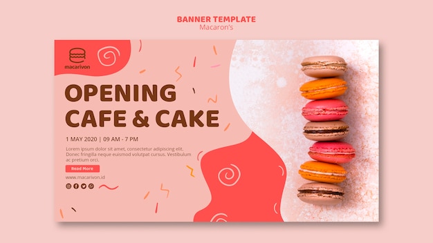 PSD opening cafe and cake banner template