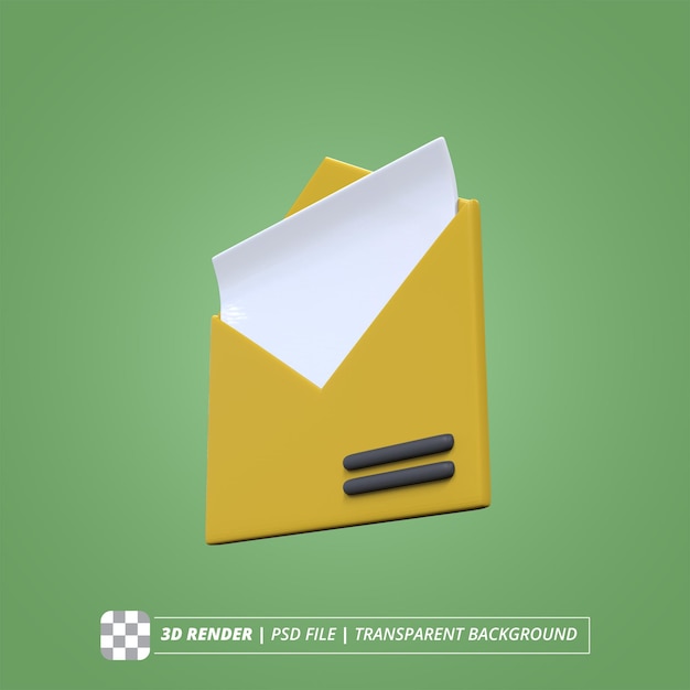 OPENING ENVELOPE 3D RENDER ISOLATED IMAGES