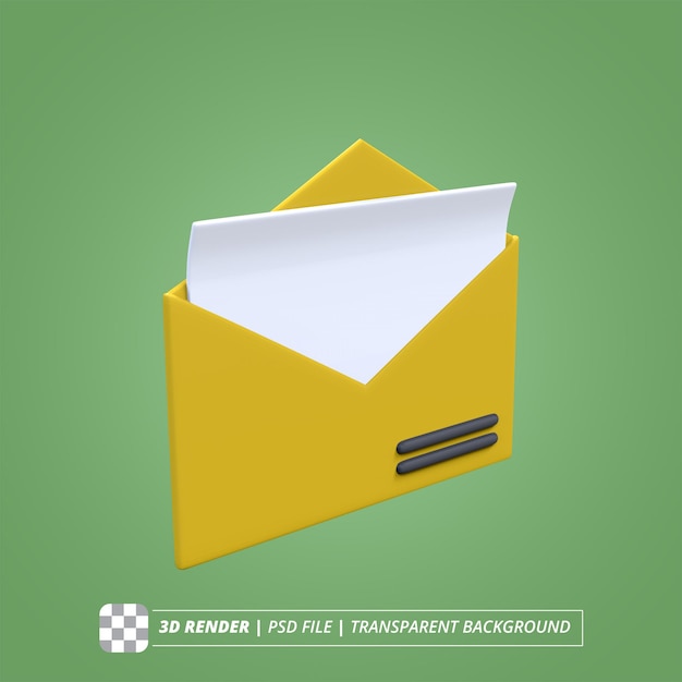 OPENING ENVELOPE 3D RENDER ISOLATED IMAGES