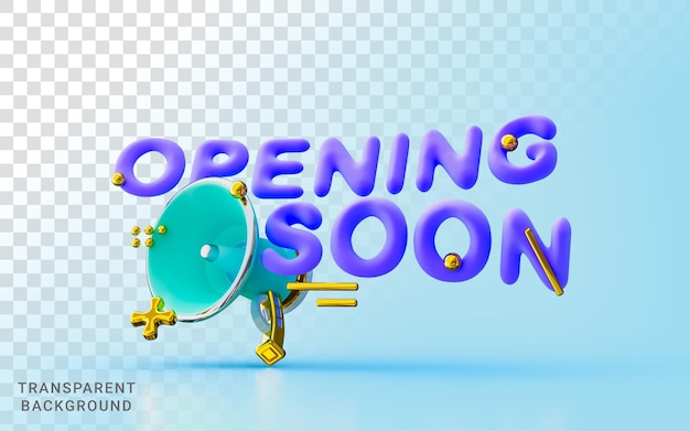 PSD opening soon 3d illustration party festive template can be used for banners flyers posters design