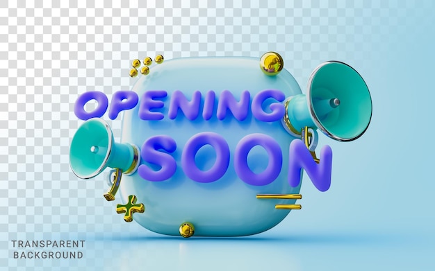 PSD opening soon big announcement with mega microphone 3d illustration party for festive banner design