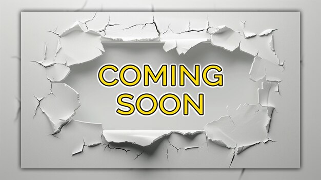 Opening soon template made by torn paper and 3D hole in the wall for social media post design