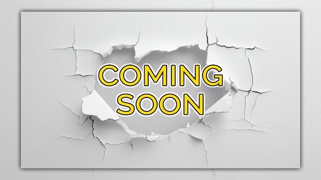 Opening soon template made by torn paper and 3D hole in the wall for social media post design