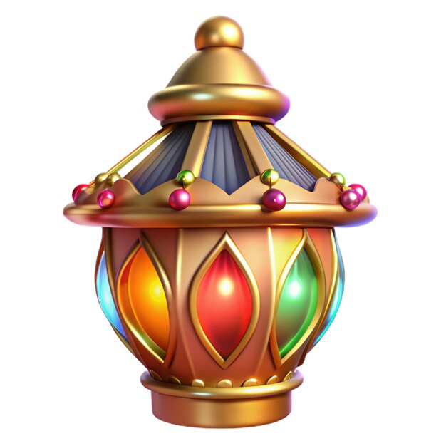 PSD opulent 3d lantern with intricate patterns glowing baubles and flickering candle eastmeetswest