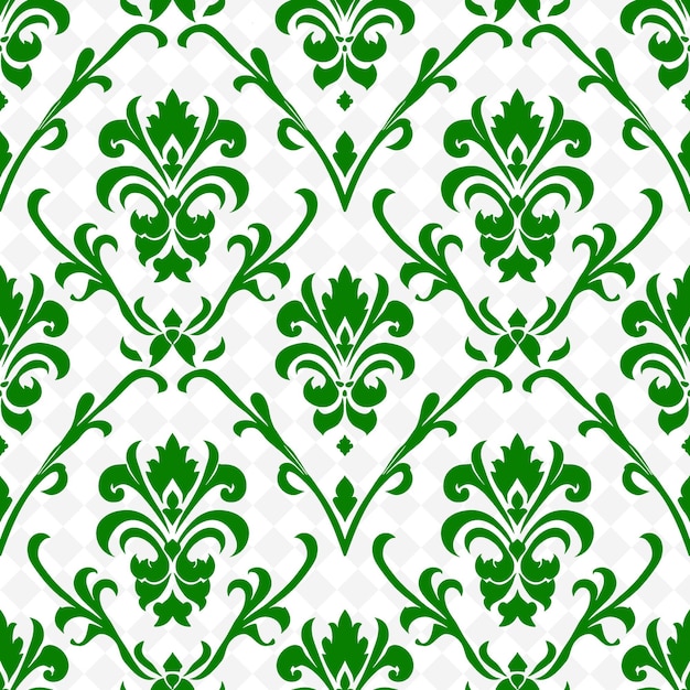 Opulent Damask Pattern With Kind of Crown Icon and Intersect Nature Inspired Abstract Outline Art