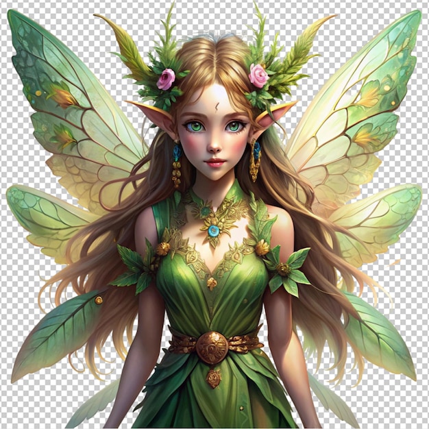 PSD oracle forest fairy emissary isolated on transparent background