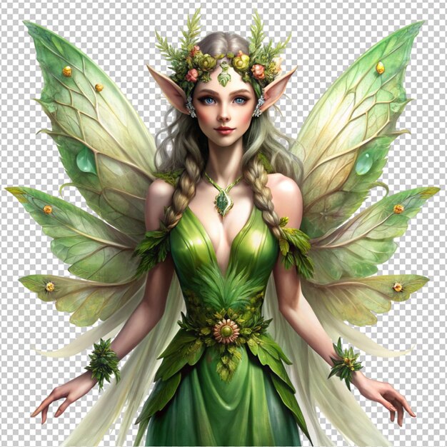 PSD oracle forest fairy emissary isolated on transparent background