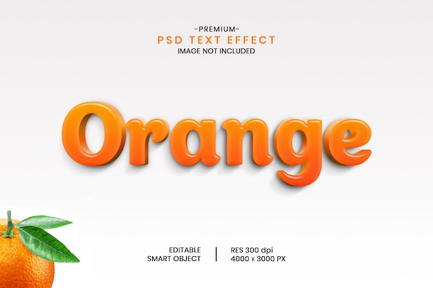 Orange 3d editable psd text effect style