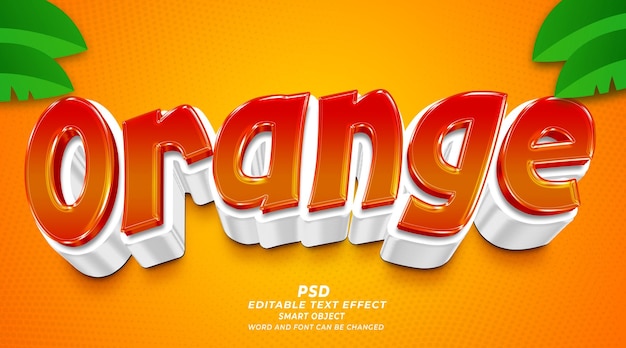 Orange 3d editable text effect photoshop template with background