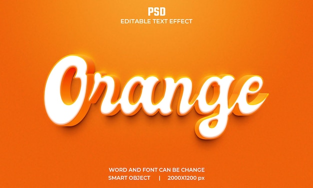 Orange 3d editable text effect Premium Psd with background