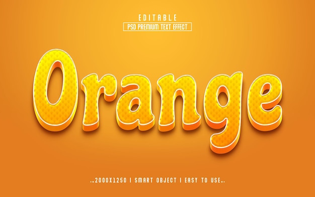 Orange 3D Editable Text Effect PSD With  Premium Background