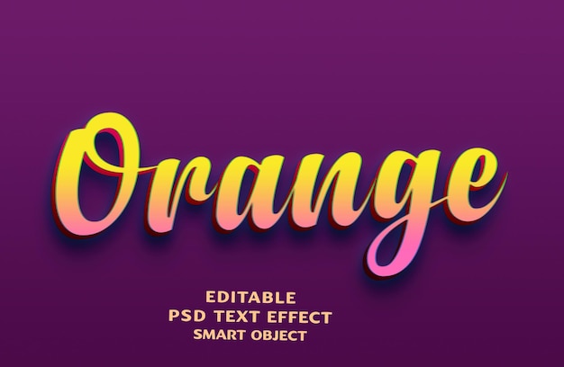 Orange 3d text effect design