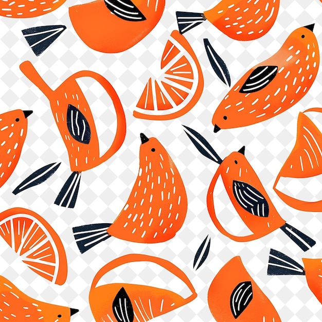 PSD orange birds with oranges and oranges on a white background