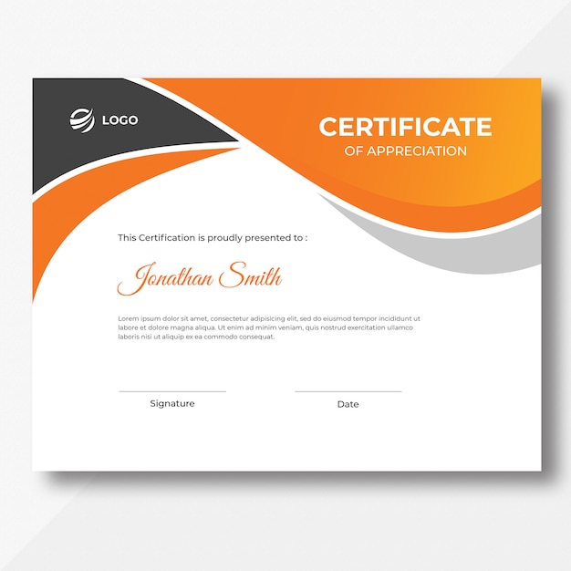 Orange and Black Waves Certificate Design Template