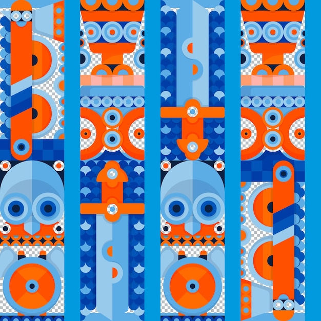 Orange blue valhalla pattern for textiles and wallpapers Viking northern fantasy seamless pattern