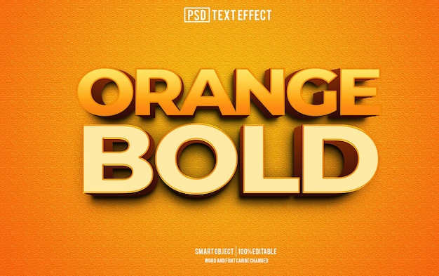 orange bold text effect font editable typography 3d text