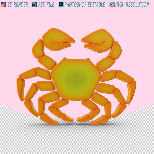 PSD orange cancer crab 3d psd