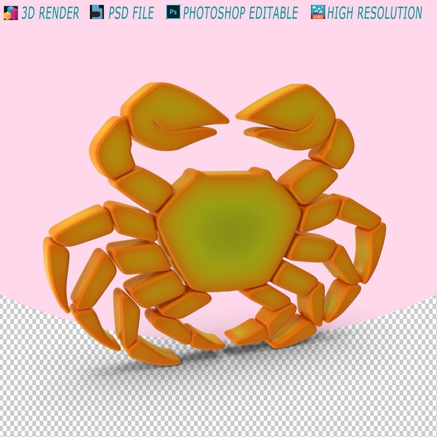 PSD orange cancer crab 3d psd