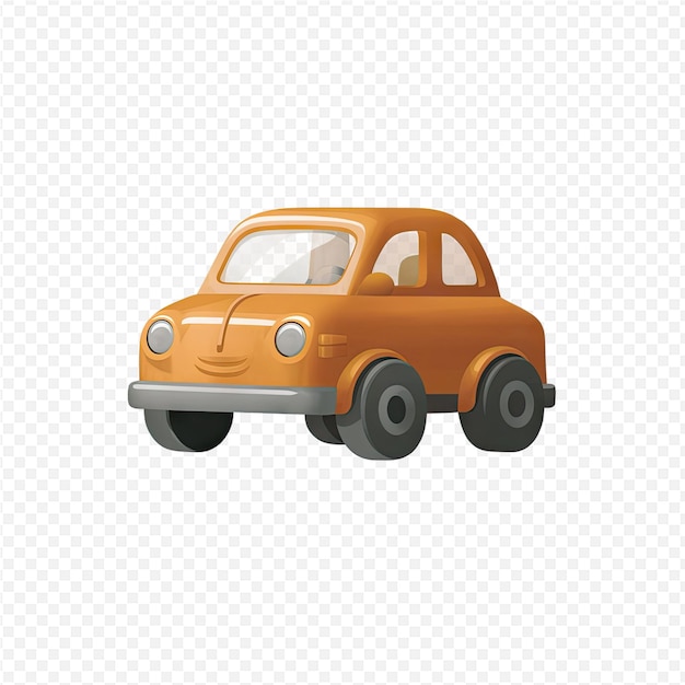 PSD orange car with a flat tire on a white background