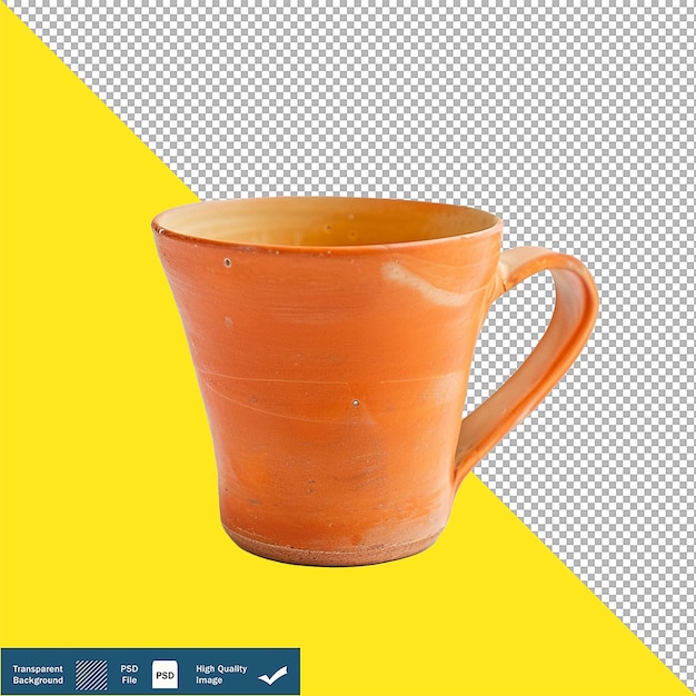 Orange Clay Coffee Cup on Transparent Background PNG PSD