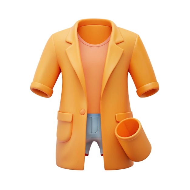 PSD a orange coat with a shirt on it that says quot t shirt quot