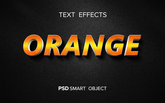 orange color 3D editable text effect premium PSD