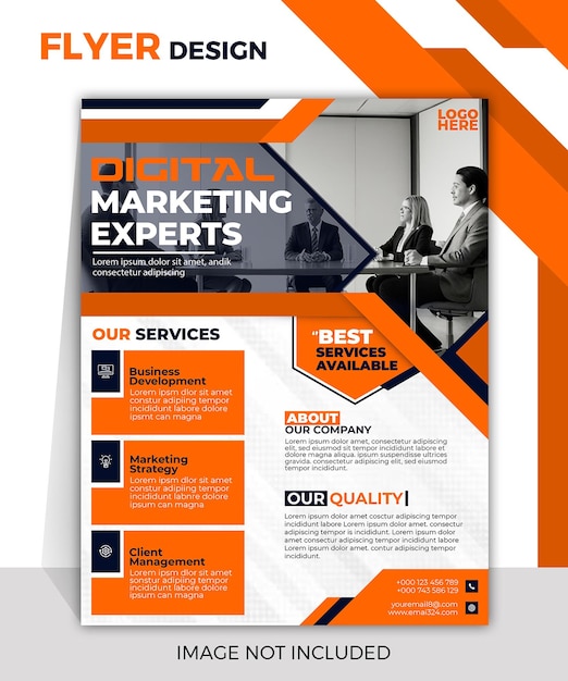 PSD orange color creative business flyer or poster design template