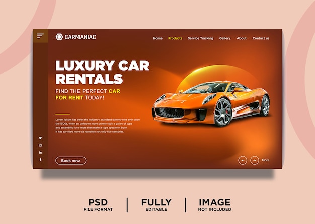 Orange Color Luxury Car Rentals Landing Page Template