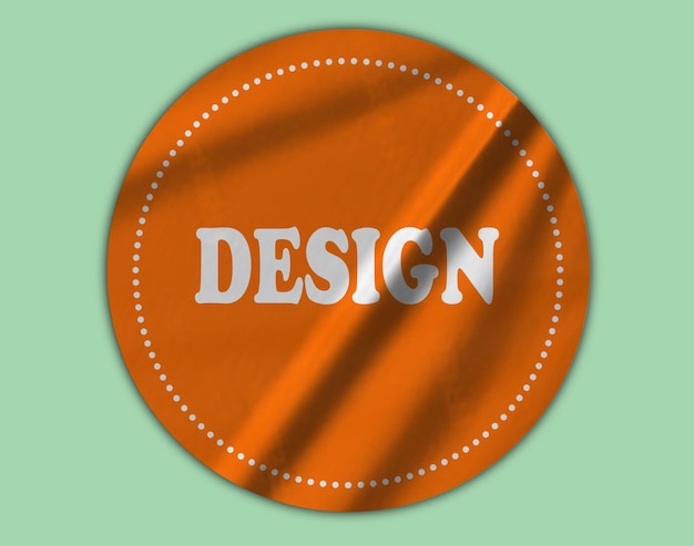 PSD orange color sticker mockup design