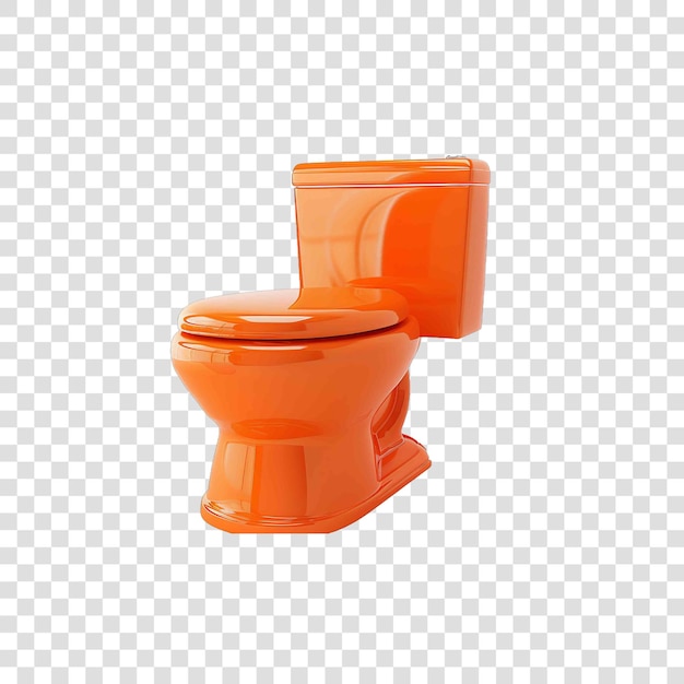 PSD orange color toilet realisticon transparent background