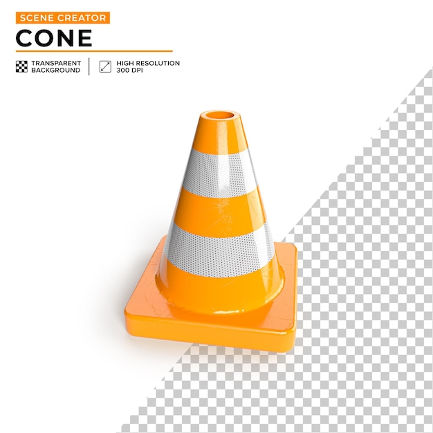 PSD orange cone 3d cartoon isolated